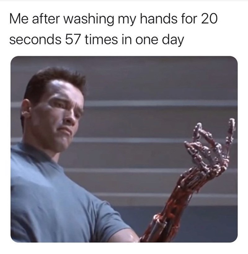 Terminator washing hands